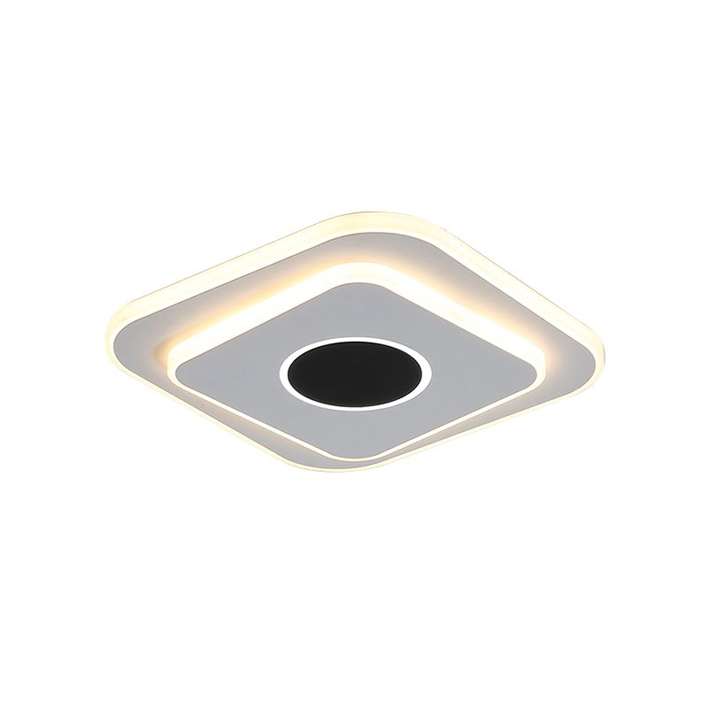 Nordic Mini Square/Round Thin Flushmount Acrylic Corridor LED Ceiling Lighting in Warm/White Light, Black-White