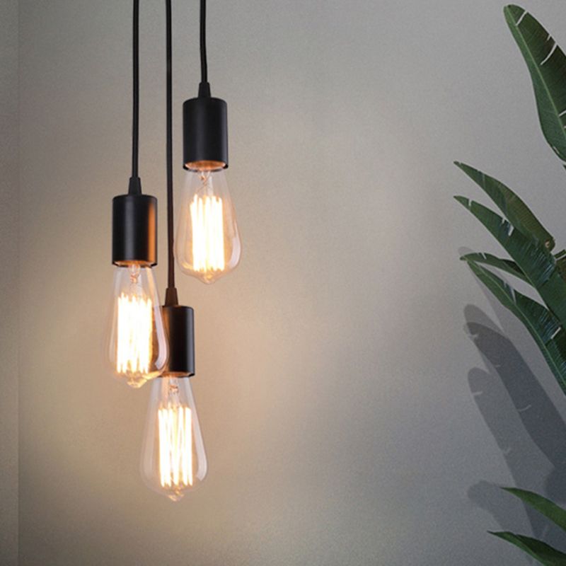 Exposed Bulb Restaurant Down Lighting Pendant Simplicity Metal Hanging Ceiling Light