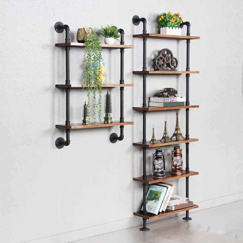 Metal Floating Bookcase Industrial Style Closed Back Shelf for Home Office