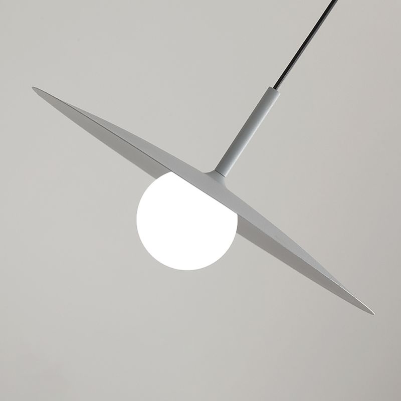 1-Light White Glass Pendant Lighting Fixtures Modern Ceiling Pendant for Bar