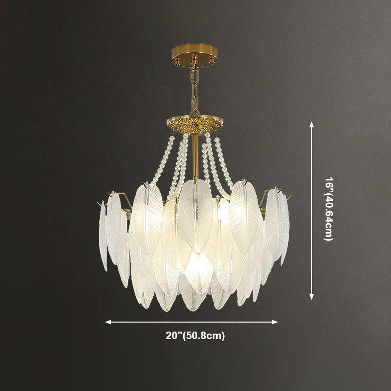Contemporary Indoor Hanging Light Glass Feather Chandelier for Living Room