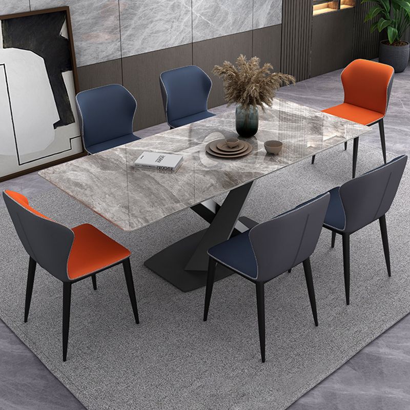 Contemporary 1/4/5/7 Pieces Dining Set Gray Sintered Stone Dining Table for Home Use