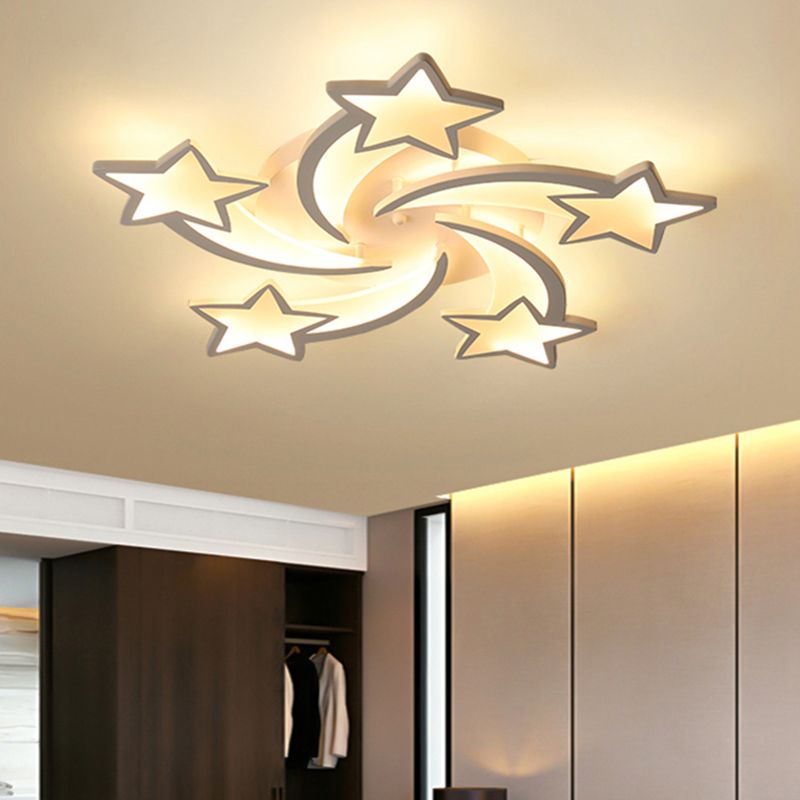 Meteor LED Flush Mount Ceiling Light Modern Acrylic White Flush Light Fixture for Living Room