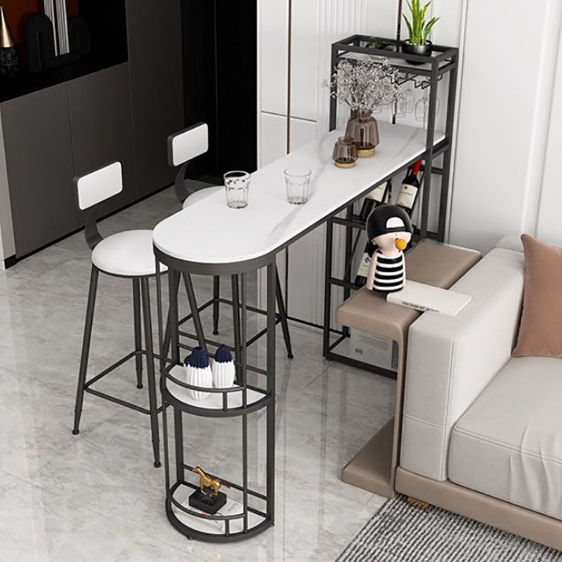 Table à manger à barre de pierre blanc glamour