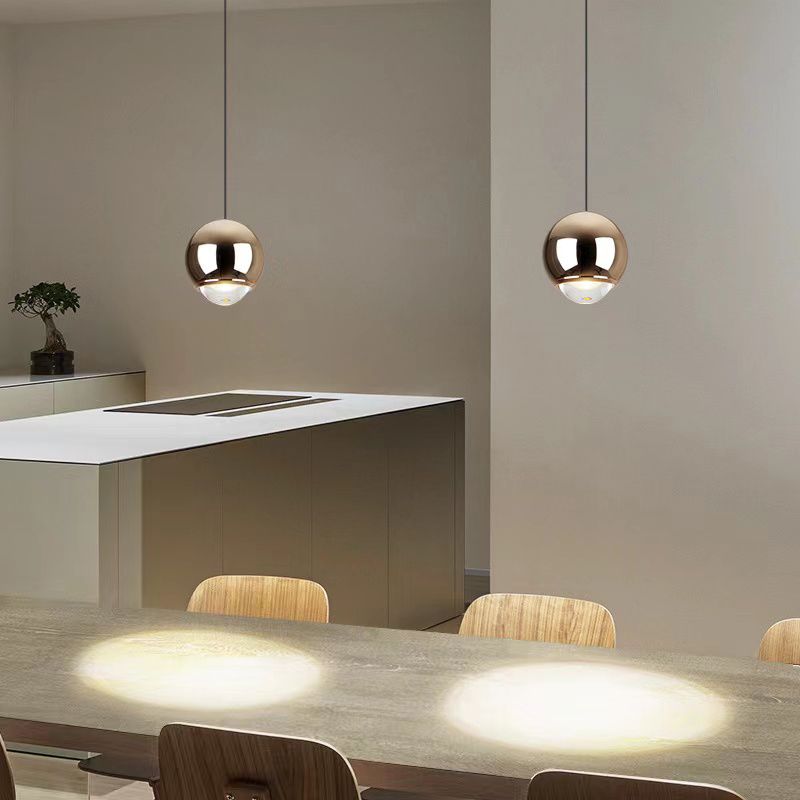 Modern Style Spherical Shape Pendant Lighting Metal 1 Light Pendant Light for Bedroom
