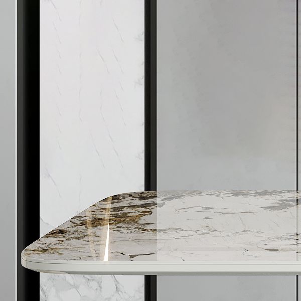 Luxury 1/4/5/7 Pieces Dining Set Sintered Stone Dining Table with Leather Chairs