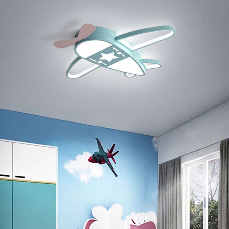 Propeller Plane plafondlamp van metaal en acryl voor kinderkamer