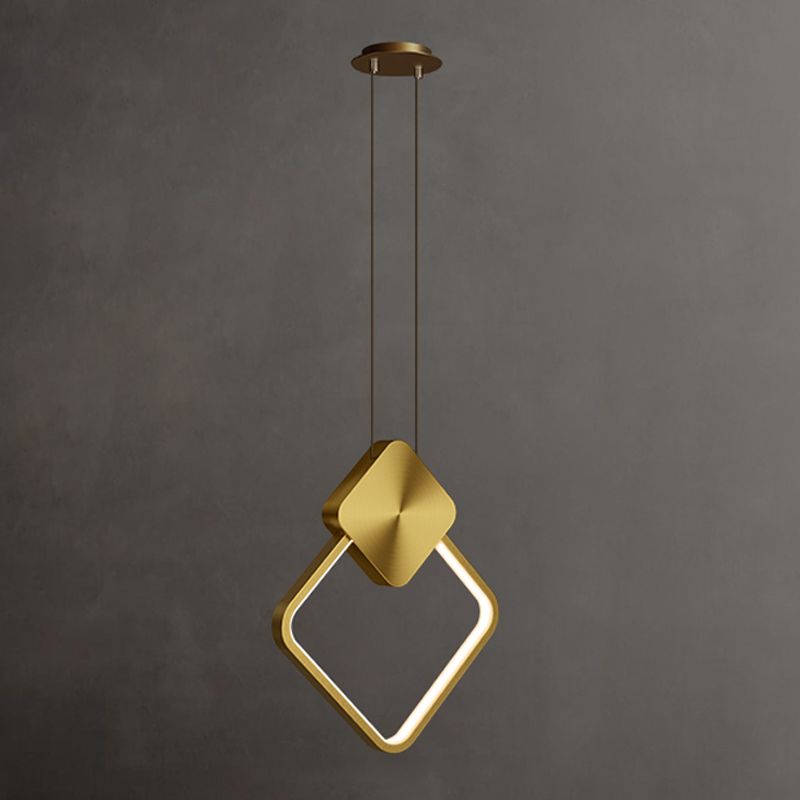 Geometric Metal Suspended Lighting Fixture 1 Light Pendant Lighting Fixture in Gold