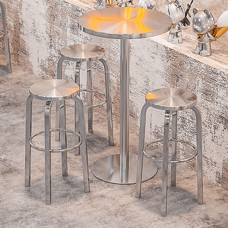 Chrome Metal Indoor Counter Stools Industrial Stainless Steel Stools