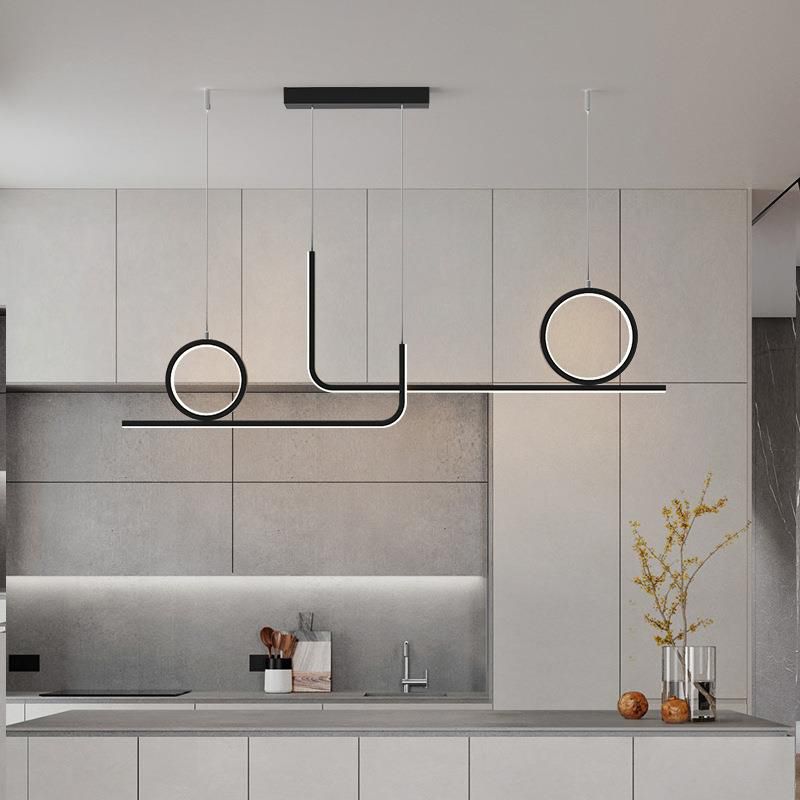 Modern 4-Light Black Kitchen Island Lighting LED Unique Island Pendant Lighting