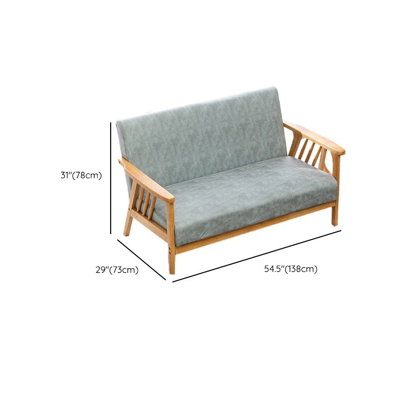 Square Arm Sofa Solid Wood Pillow Back Seating for Living Room