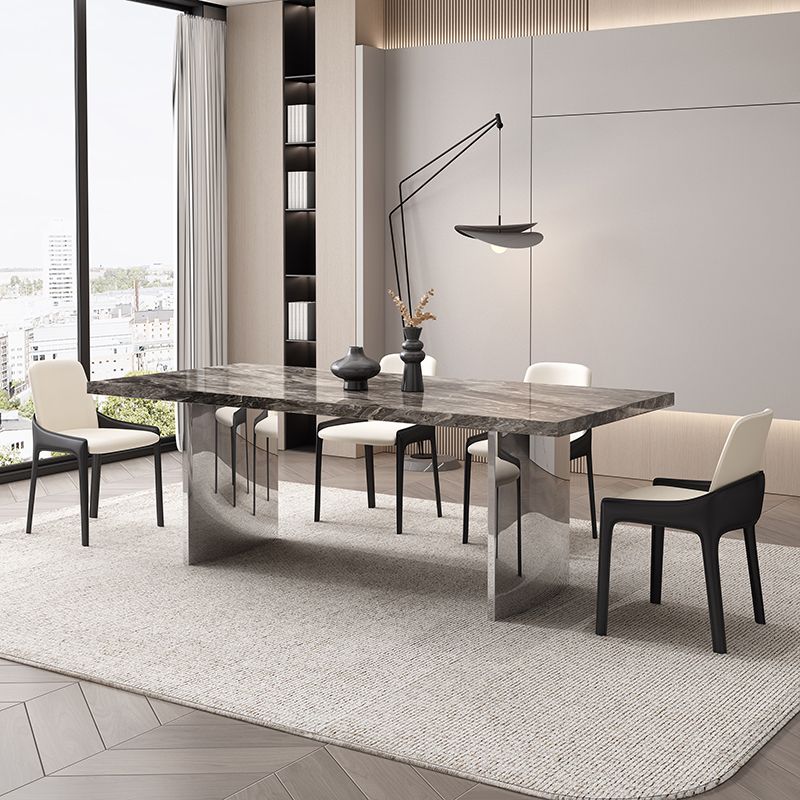 Glossy Brown Dining Table Set 1/4/5/7 Pcs Dinette Set with Faux Leather Chairs