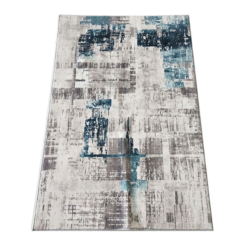 Color Block Rug Nordic Rug Polyester Stain Resistant Anti-Slip Rug for Room