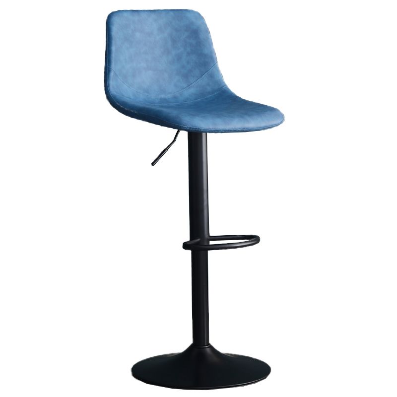Adjustable Height Swivel Armless Bar Stool with Black Metal Base
