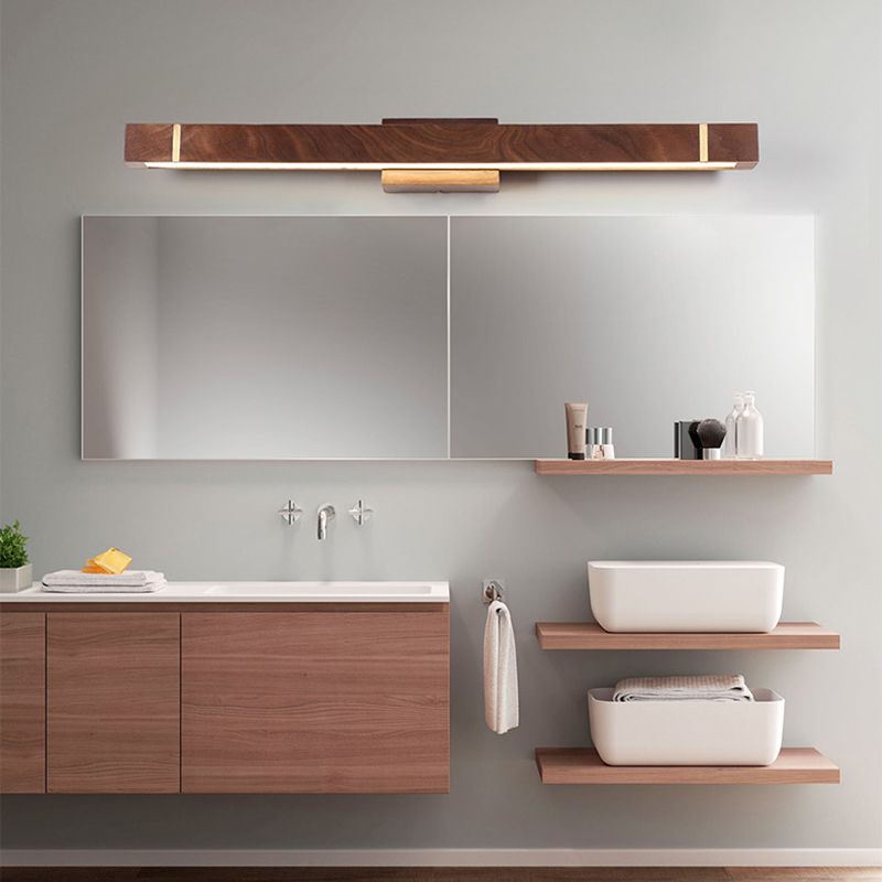 Lineare Wandleuchte Leuchten zeitgenössischer Holz LED -Badezimmer Wandbeleuchtung in Braun