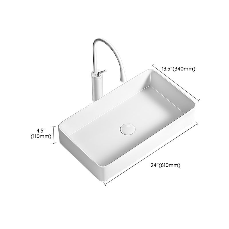 Modern Vessel Bathroom Sink Porcelain Shut-Off Valve Included Basin Sink