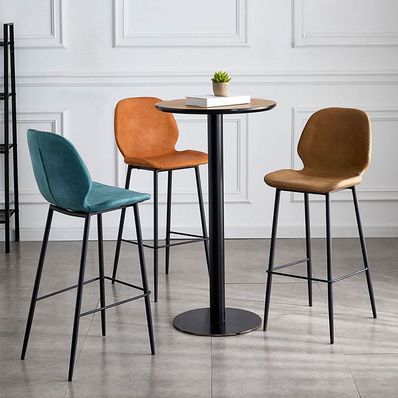Coffee Shop Bar Stool Leather Armless Modern Distressed Counter Stools