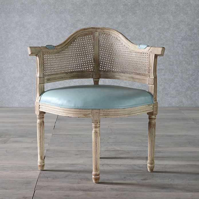 Solid Wood Country Style Dining Room Chairs Matte Finish Open Back Dining Arm Chairs