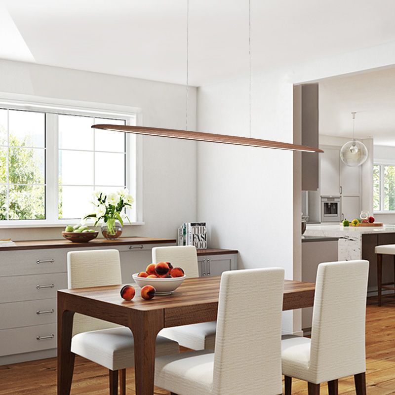 Iluminación moderna de la isla de la cocina Madera lineal 1 Luz de la isla de la luz