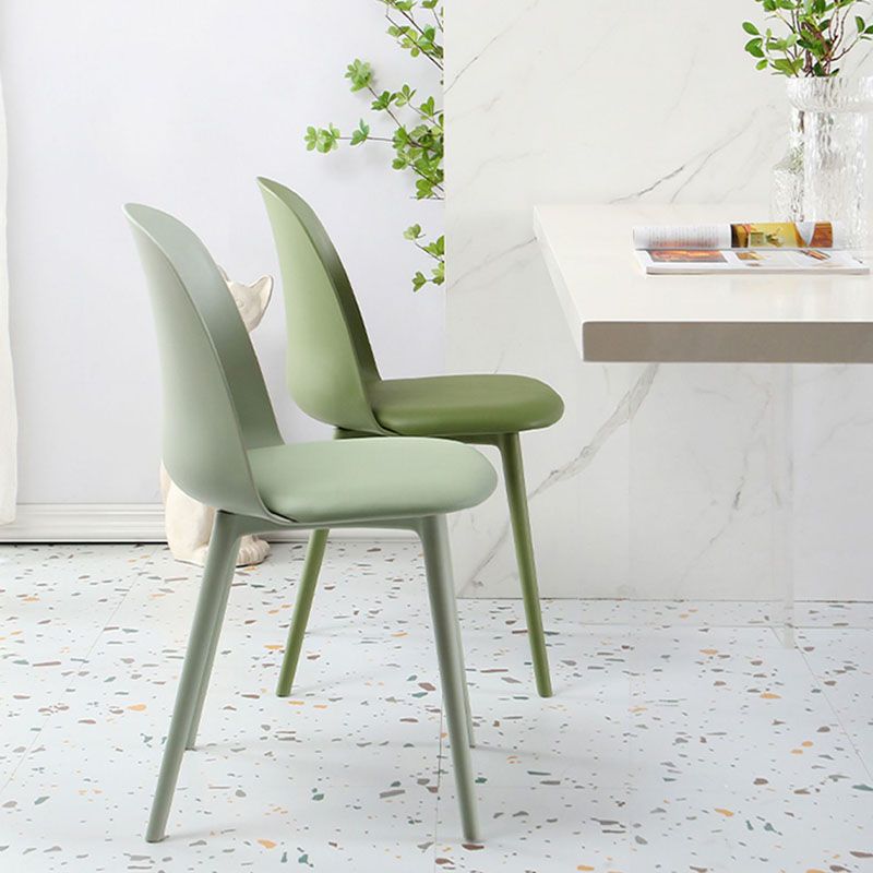 Silla lateral escandinava de plástico sin brazos, silla con respaldo sólido para el hogar