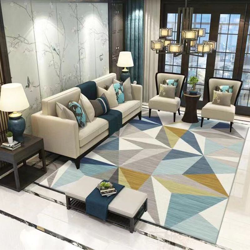 Simplicity Asymmetrical Graphic Design Rug Modern Creative Polyester Indoor Rug Friendly Washable Carpet for Home Decor