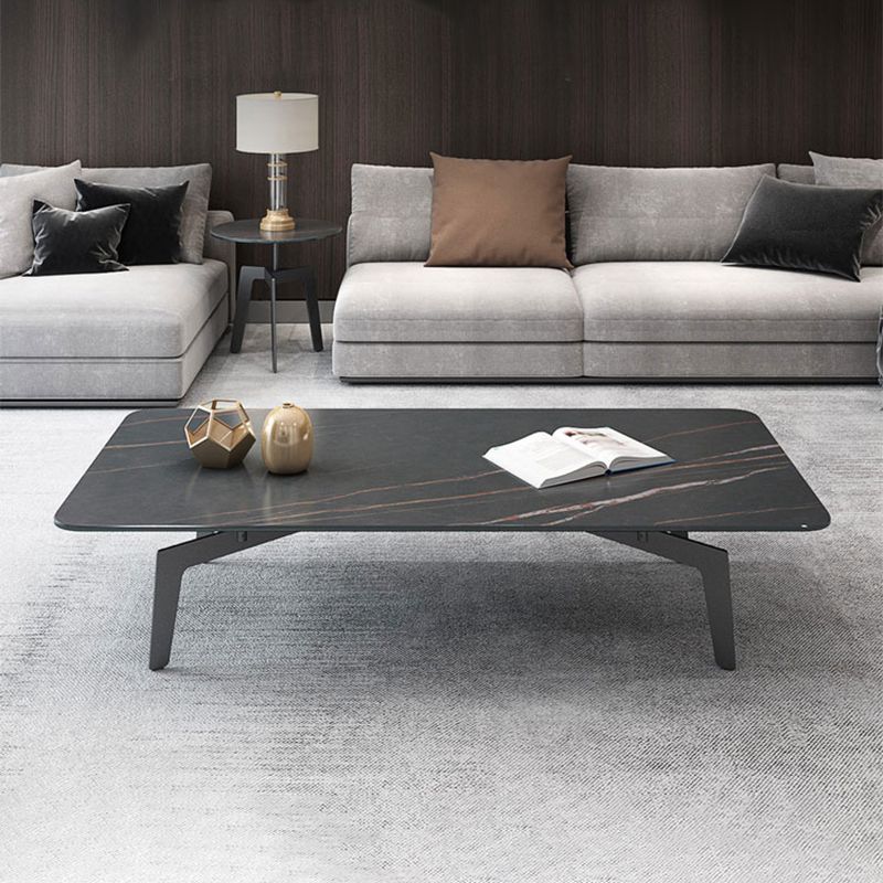 Modern Style Black Marble & SLATE Top Black Metal Base Rectangular & Square Coffee Table