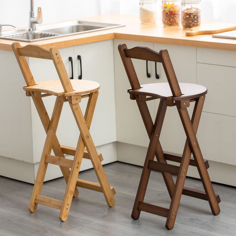 Modern Armless Foldable Counter Stool Wood Household Bar Stool with Pedal
