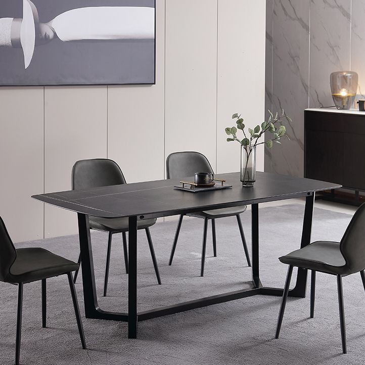Modern 1/2/3/5 Pieces Dinette Set with Black Sintered Stone Top Rectangle Dining Table Set
