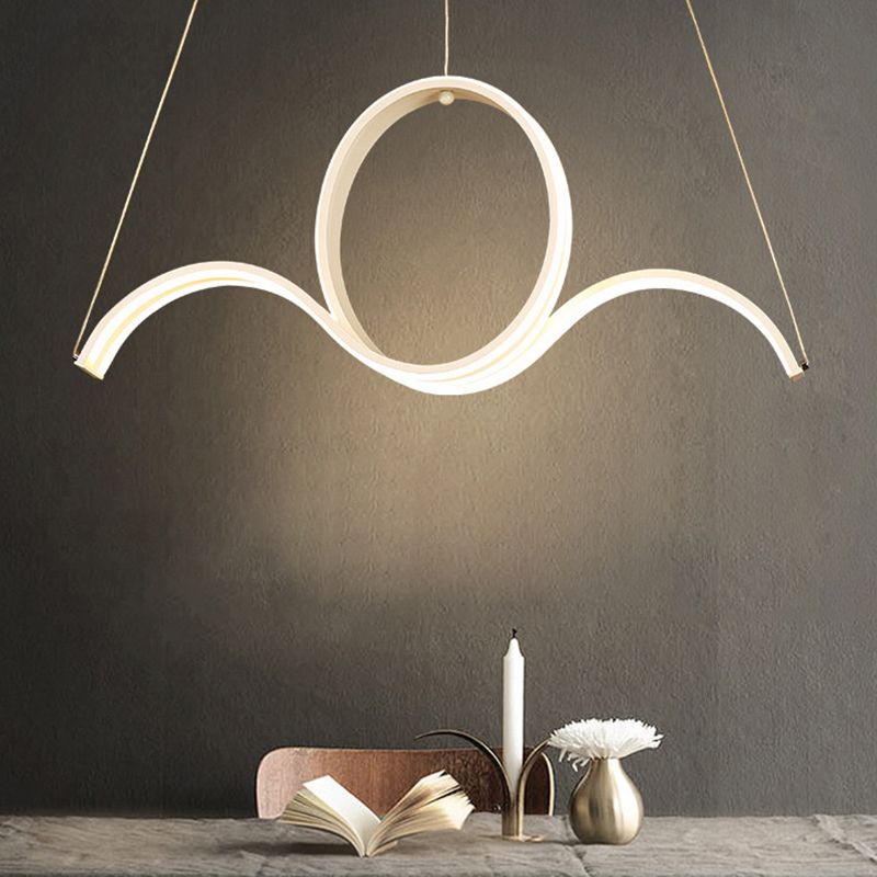 Twending acryl slinger licht Minimalistische LED Witte hanger Kroonluchter in warm/wit licht voor eetkamer