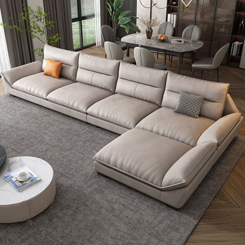 Scandinavian Beige Sectionals/Sofa with Pillow Back for Living Room