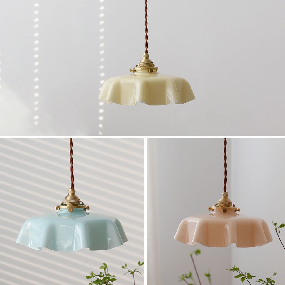 Nordic Style Macaron Pendant Light Metal Glass Hanging Light for Bedside