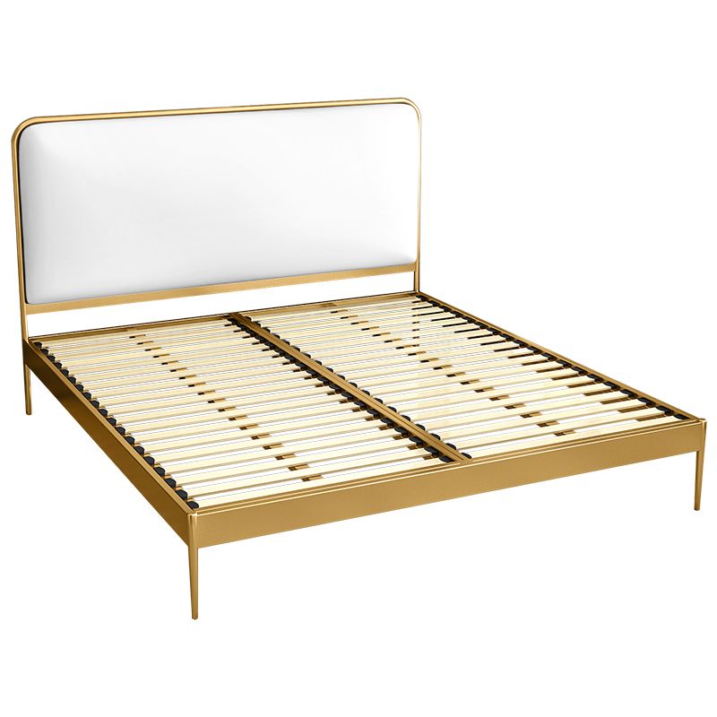 Contemporary Rectangular Headboard Standard Bed with Metal Legs