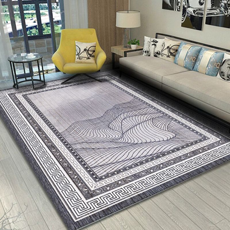 Light Brown Flower Rug Polyester Retro Rug Washable Rug for Drawing Room