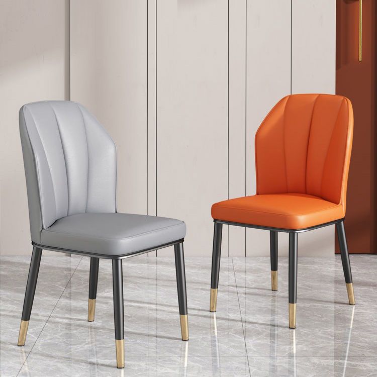 PU Leather Dining Chairs Nordic Style Wingback Armless Chair