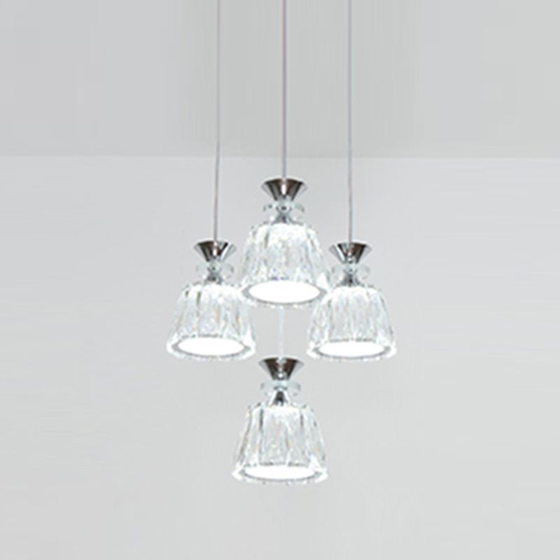 Glockenförmige Kristallcluster Anhänger moderne Chrom -LED -LED Hängende Licht für Esszimmer