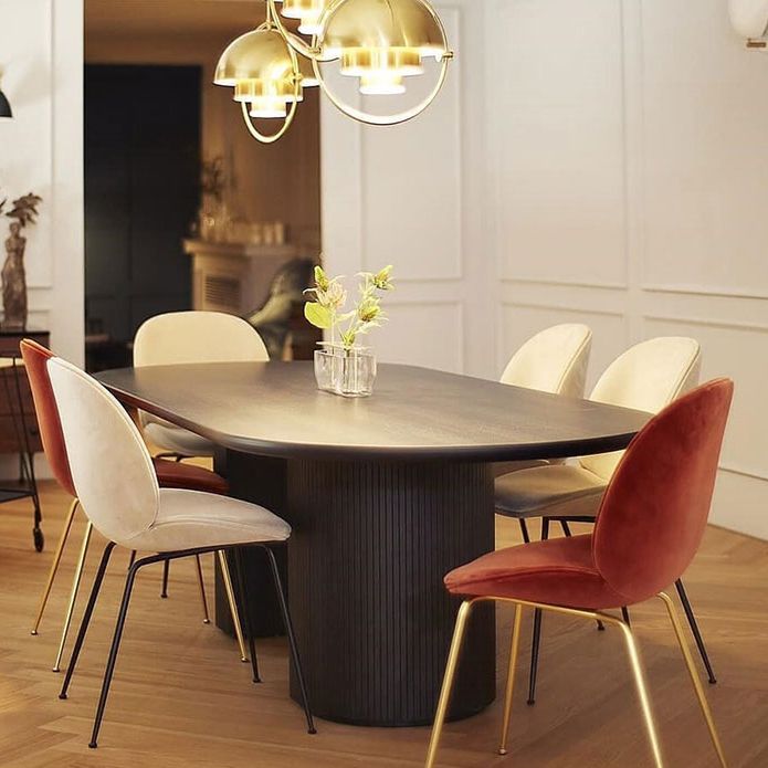 Tavolo da pranzo a doppio piedistallo ovale tavolo da dinette in stile contemporaneo