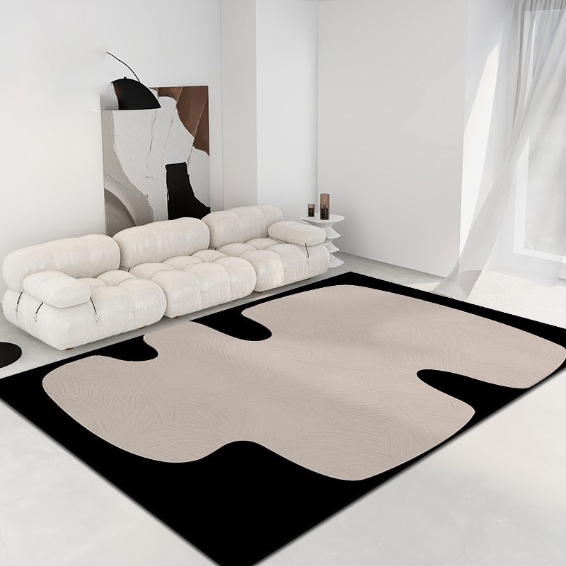 Black Nodic Area Rug Polyester Graphic Indoor Rug Non-Slip Backing Rug for Living Room