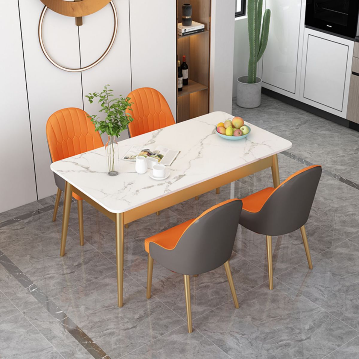 Dinner Room Luxury Dining Table Kitchen Stone 4 Legs Dining Table