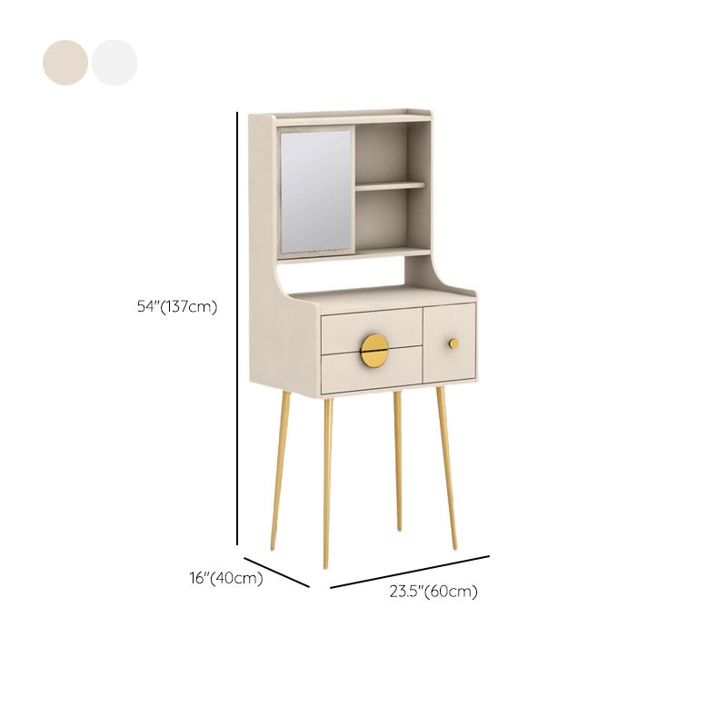 Glam 3-Drawer Solid Color Wooden Vanity with and Mirror Dressing Table