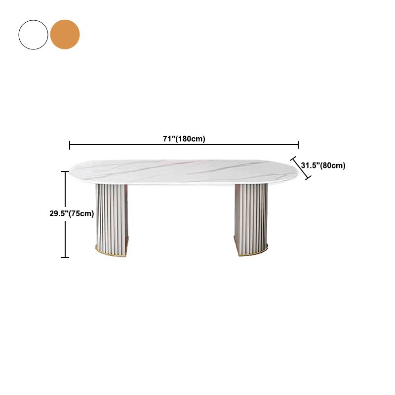 Luxury Sintered Stone Top Dining Table Oval Table with Double Pedestal for Restaurant