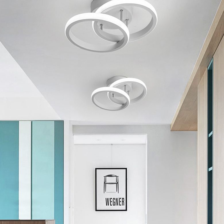 Geometric Semi Mount Lighting Simple Style Metal LED Aisle Semi Flush Light Fixture