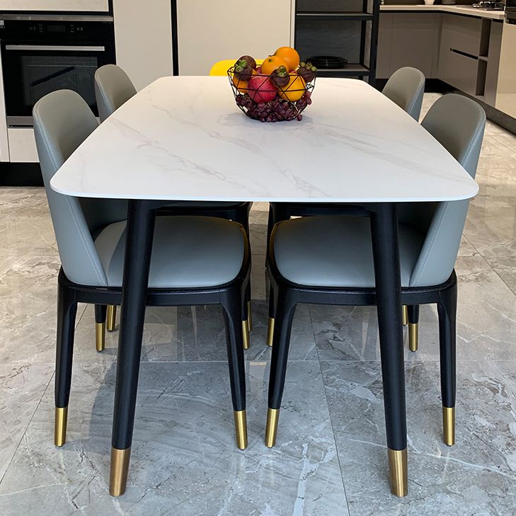 Rectangle Three-Color Dining Table Sintered Stone Table Luxury with 4 Legs