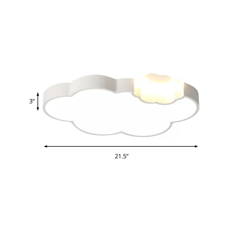 Cloud Kindergarten Flush Ceiling Light Acrylic Modern Ceiling Lamp in White Finish