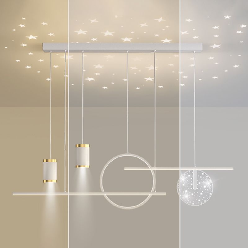 Geometric Shape Metal Island Pendants Modern Style 8 Lights Island Pendant Lights