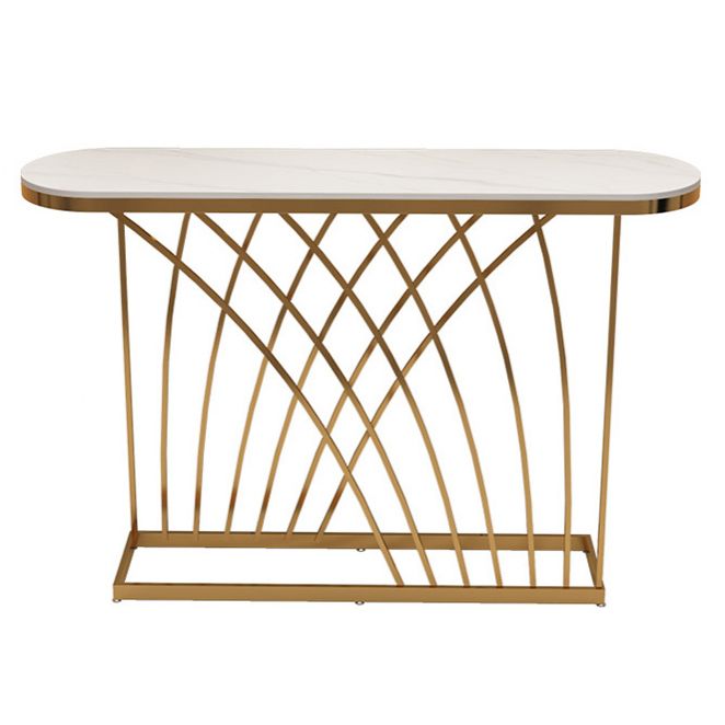 Glam Console Accent Table Antique Finish Oval Sofa Console Table