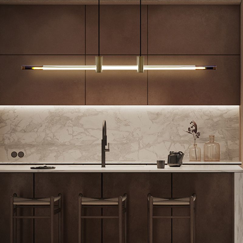 Single Modernist Brass Ceiling Lamp LED Kitchen Island Foyer Lighting