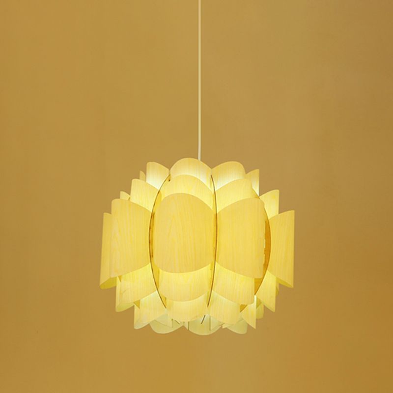 Giapponese 1 testa giù illuminazione beige lanterna sospeso il soffitto con tonalità in legno