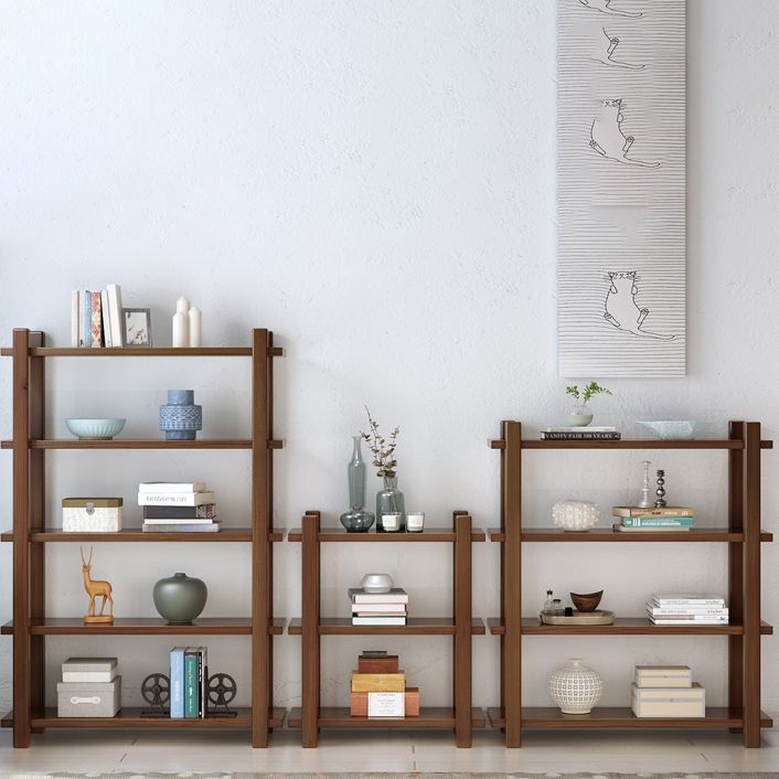 Modern Style Open Back Bookshelf Solid Wood Bookcase for Home