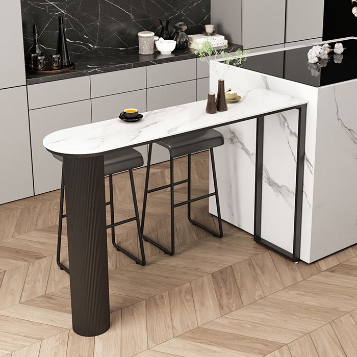 Modern Sintered Stone Double Pedestal Dining Bar Table for Kitchen Dining Room