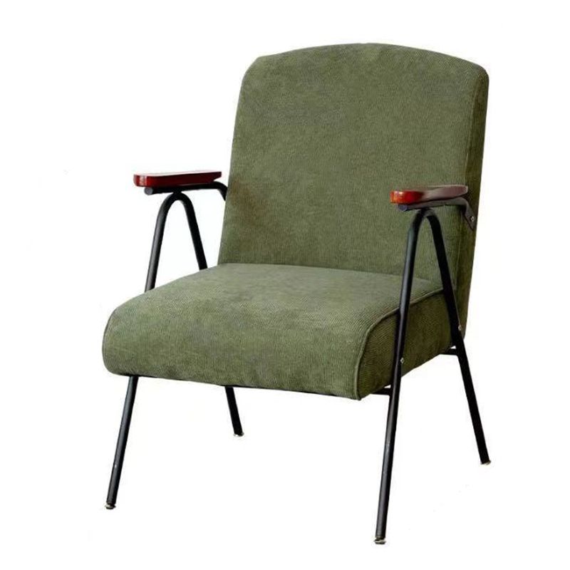 Mid-Century Modern Accent Armchair in Corduroy and Metal Base